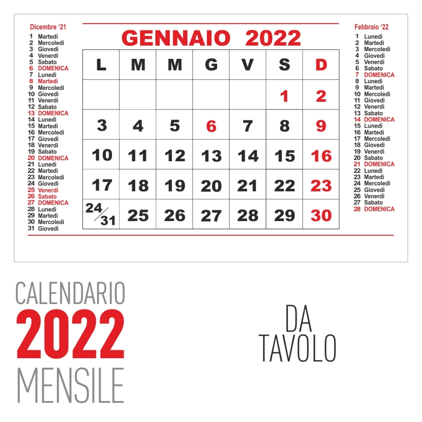 Calendario da scrivania. 2022/2023